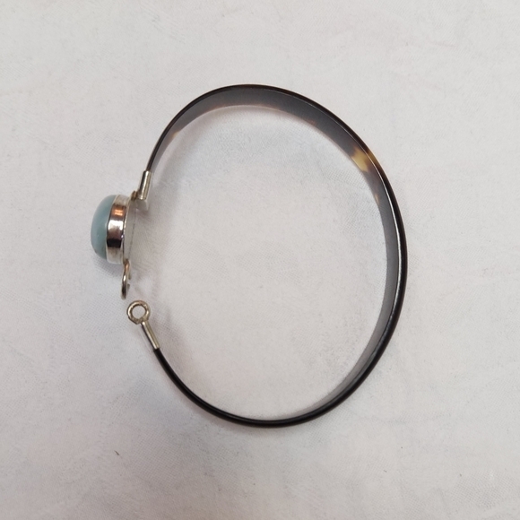 Sterling Silver Larimar Shell Bracelet - Picture 5 of 14